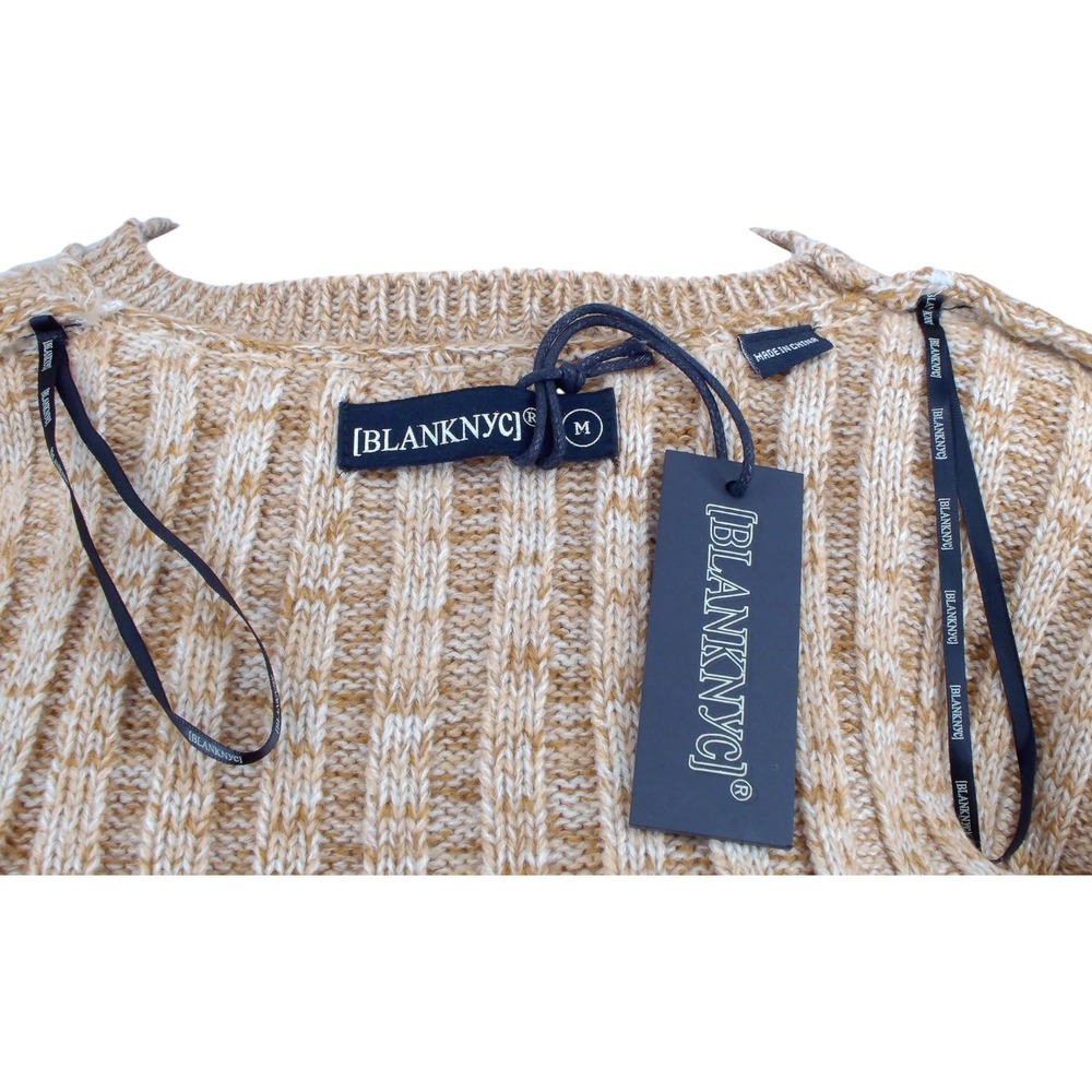 Blanknyc Heather Ribbed Crewneck Chunky Pullover Sweater Women's M Tan Orange‎ - Picture 7 of 8